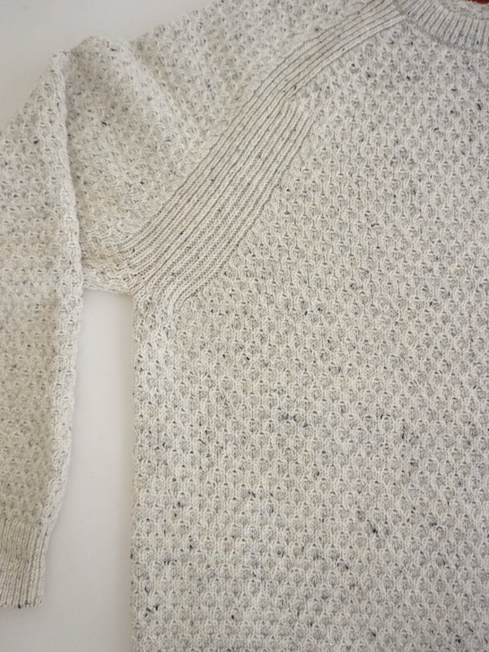 Vintage WindRiver Cream Speckled Knit Crew Neck Heavy Textured Cotton Sweater XL - Picture 8 of 10